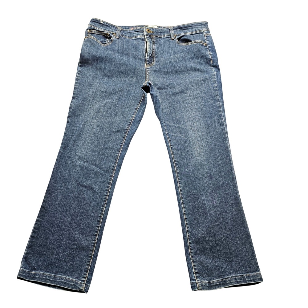 St. John's Bay Jeans Womens Blue Denim Stretch Straight Leg Americana Streetwear